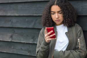 Woman looking at her phone